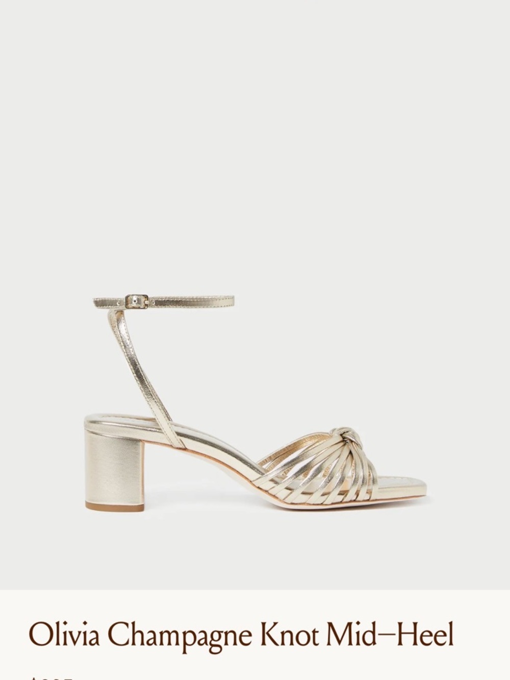 Loeffler Randall Champagne Metallic Knot Mid-Heel Sandals
